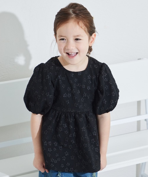 pairmanon(ペアマノン)の「バックリボン ジャガード花柄ブラウス(シャツ/ブラウス・キッズ・ブラック/ベージュ/ホワイト・130/100/120/110/150/90/140)」の16枚目の写真