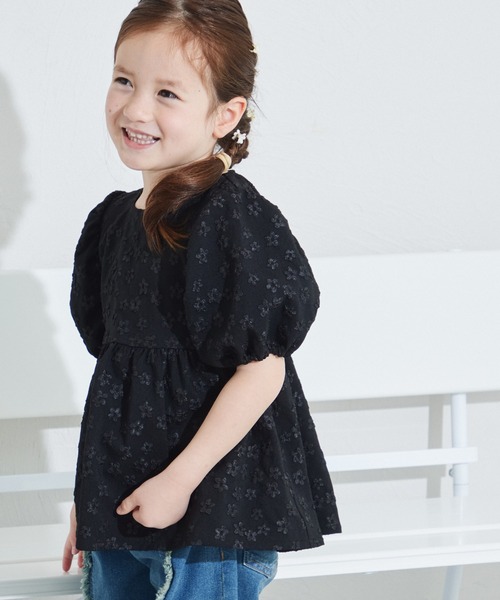 pairmanon(ペアマノン)の「バックリボン ジャガード花柄ブラウス(シャツ/ブラウス・キッズ・ブラック/ベージュ/ホワイト・130/100/120/110/150/90/140)」の12枚目の写真