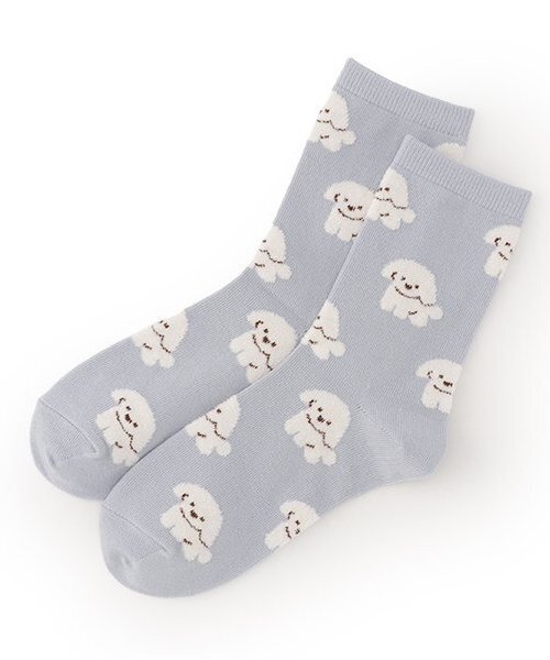 LOVETOXIC（ラブトキシック）の「ワンチャン柄クルーソックス（ソックス/靴下・キッズ・ブラック/サックスブルー/オフホワイト・F）」の3枚目の写真