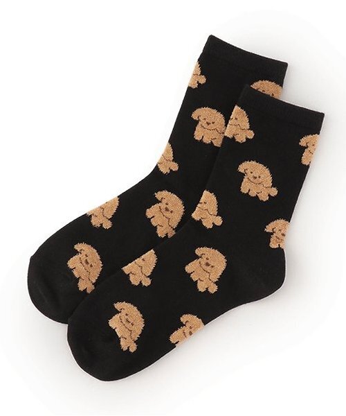 LOVETOXIC（ラブトキシック）の「ワンチャン柄クルーソックス（ソックス/靴下・キッズ・ブラック/サックスブルー/オフホワイト・F）」の2枚目の写真