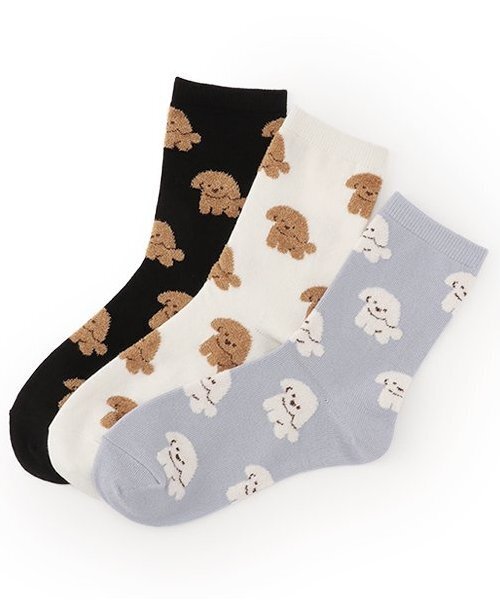 LOVETOXIC（ラブトキシック）の「ワンチャン柄クルーソックス（ソックス/靴下・キッズ・ブラック/サックスブルー/オフホワイト・F）」の7枚目の写真