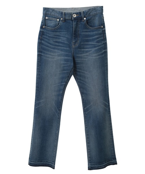 YECCA VECCA（イェッカヴェッカ）の「カットオフスリムストレートデニムパンツ（デニムパンツ・レディース・インディゴブルー/ダークインディゴブルー・S/M/L）」の3枚目の写真