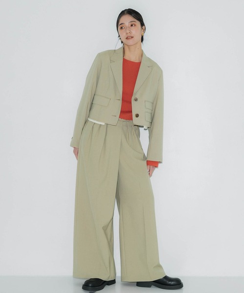 PUBLIC TOKYO（パブリックトウキョウ）の「ミコウールラップパンツ（スラックス・レディース・ネイビー/ベージュ・1/3/2）」の11枚目の写真