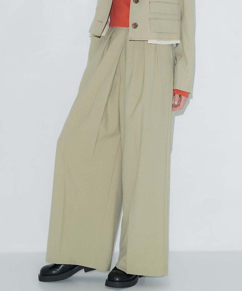 PUBLIC TOKYO（パブリックトウキョウ）の「ミコウールラップパンツ（スラックス・レディース・ネイビー/ベージュ・1/3/2）」の8枚目の写真