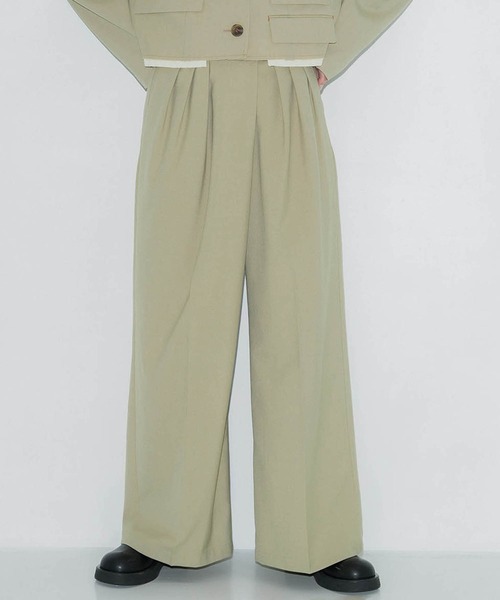 PUBLIC TOKYO（パブリックトウキョウ）の「ミコウールラップパンツ（スラックス・レディース・ネイビー/ベージュ・1/3/2）」の7枚目の写真