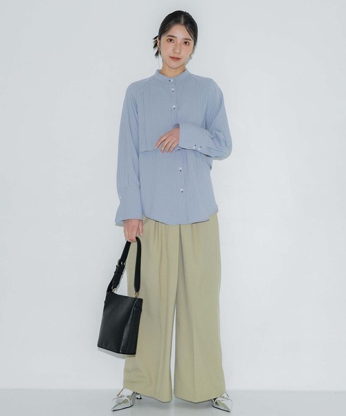 PUBLIC TOKYO（パブリックトウキョウ）の「ミコウールラップパンツ（スラックス・レディース・ネイビー/ベージュ・1/3/2）」の12枚目の写真