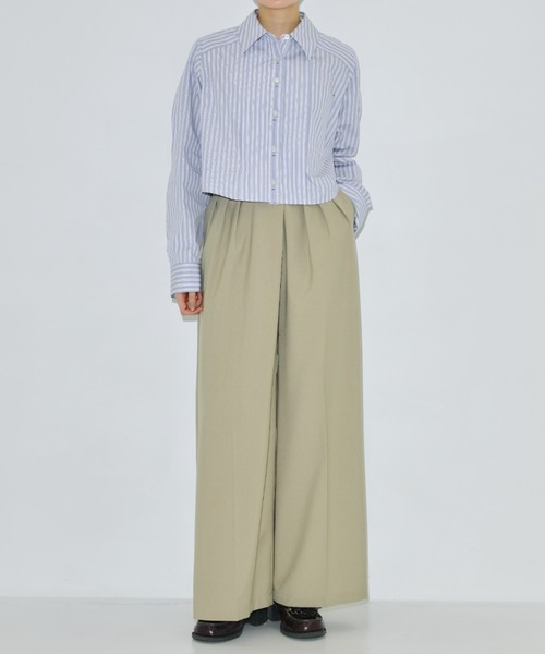 PUBLIC TOKYO（パブリックトウキョウ）の「ミコウールラップパンツ（スラックス・レディース・ネイビー/ベージュ・1/3/2）」の13枚目の写真