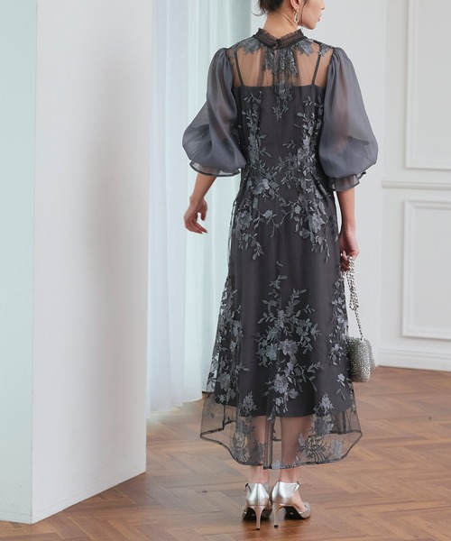 RUIRUE BOUTIQUE（ルイルエブティック）の「オケージョンドレス 結婚式 ｜ チュール 刺繍 切り替え タックワンピース ドレス ｜ 二次会 披露宴 美脚 ワンピース オケージョン お呼ばれドレス パーティードレス（ドレス・レディース・オレンジ/チャコール/ブラック・S/M/L/LL）」の15枚目の写真