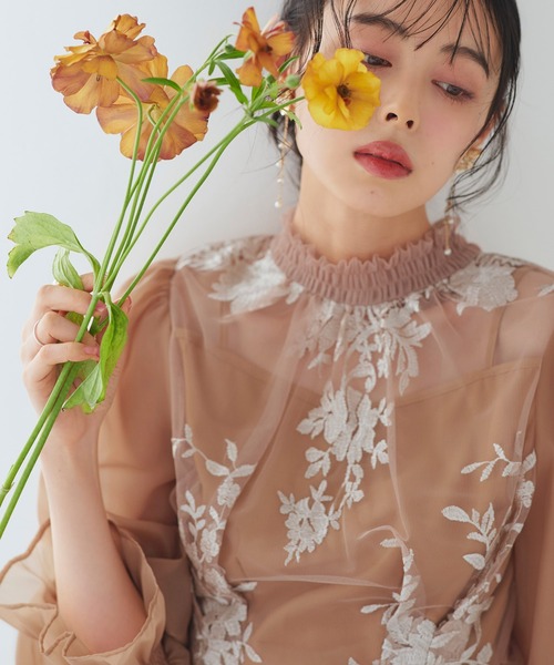 RUIRUE BOUTIQUE（ルイルエブティック）の「オケージョンドレス 結婚式 ｜ チュール 刺繍 切り替え タックワンピース ドレス ｜ 二次会 披露宴 美脚 ワンピース オケージョン お呼ばれドレス パーティードレス（ドレス・レディース・オレンジ/チャコール/ブラック・S/M/L/LL）」の4枚目の写真