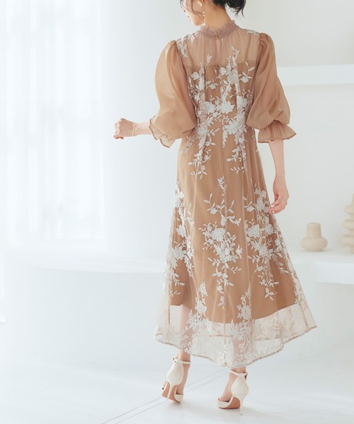 RUIRUE BOUTIQUE（ルイルエブティック）の「オケージョンドレス 結婚式 ｜ チュール 刺繍 切り替え タックワンピース ドレス ｜ 二次会 披露宴 美脚 ワンピース オケージョン お呼ばれドレス パーティードレス（ドレス・レディース・オレンジ/チャコール/ブラック・S/M/L/LL）」の7枚目の写真