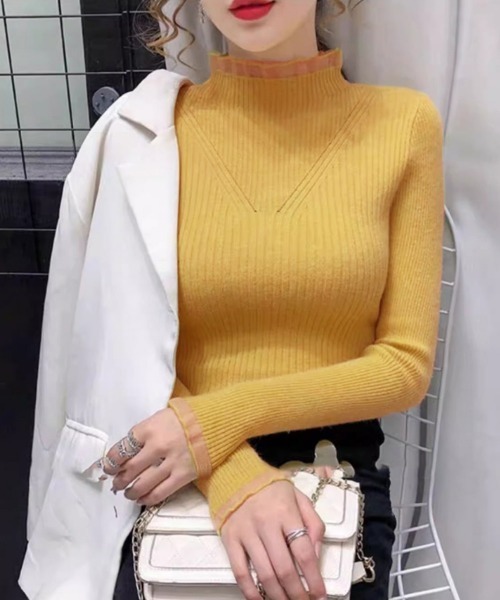 Miniministore(ミニミニストア)の「ニットトップス プチハイネックニットソー(ニット/セーター・レディース・ブルー/イエロー/ブラック/ホワイト/ベージュ・FREE)」の17枚目の写真