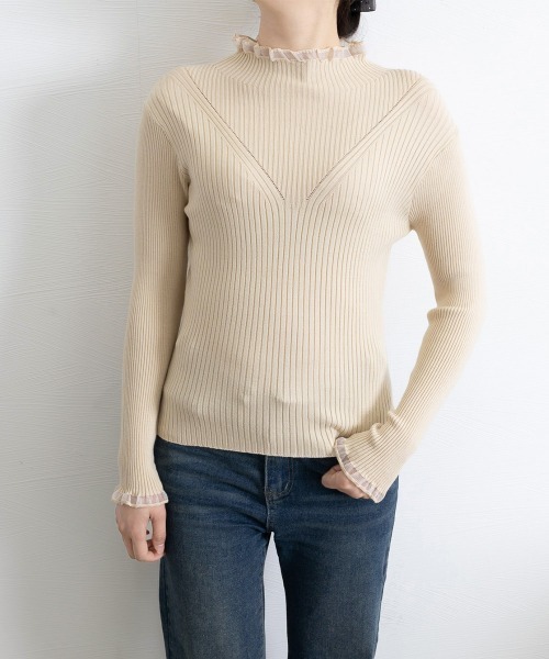Miniministore(ミニミニストア)の「ニットトップス プチハイネックニットソー(ニット/セーター・レディース・ブルー/イエロー/ブラック/ホワイト/ベージュ・FREE)」の18枚目の写真