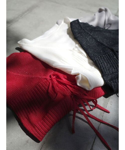 LAGUNAMOON（ラグナムーン）の「スパークラメリボンニットカーディガン（カーディガン/ボレロ・レディース・ライトグレー/ブラック/レッド/アイボリー・FREE）」の15枚目の写真