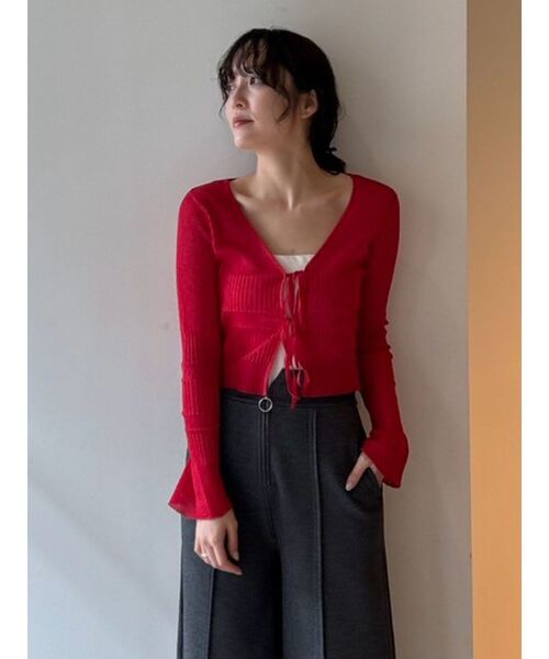 LAGUNAMOON（ラグナムーン）の「スパークラメリボンニットカーディガン（カーディガン/ボレロ・レディース・ライトグレー/ブラック/レッド/アイボリー・FREE）」の16枚目の写真