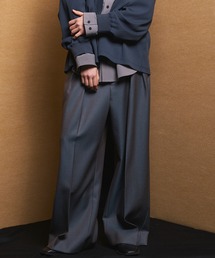 MAISON SPECIAL | 《UNISEX》4 Colors Chambray Washable Wool Prime-Wide Two Tuck Wide Pants/4色シャンブレーウォッシャブルウールプライムワイドツータックワイドパンツ【MAISON SPECIAL/メゾンスペシャル】(スラックス)