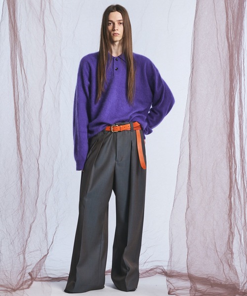 MAISON SPECIAL（メゾンスペシャル）の「《UNISEX》4 Colors Chambray Washable Wool Prime-Wide Two Tuck Wide Pants/4色シャンブレーウォッシャブルウールプライムワイドツータックワイドパンツ【MAISON SPECIAL/メゾンスペシャル】（スラックス・メンズ・チャコールグレー/ライトブルー/ブラック/グレー/ブルー/ダークブラック/サックスブルー・1/2/0）」の16枚目の写真