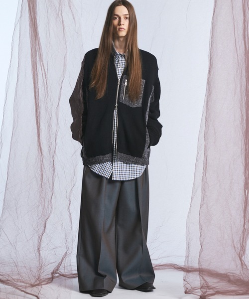 MAISON SPECIAL（メゾンスペシャル）の「《UNISEX》4 Colors Chambray Washable Wool Prime-Wide Two Tuck Wide Pants/4色シャンブレーウォッシャブルウールプライムワイドツータックワイドパンツ【MAISON SPECIAL/メゾンスペシャル】（スラックス・メンズ・チャコールグレー/ライトブルー/ブラック/グレー/ブルー/ダークブラック/サックスブルー・1/2/0）」の18枚目の写真