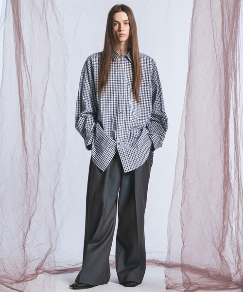 MAISON SPECIAL（メゾンスペシャル）の「《UNISEX》4 Colors Chambray Washable Wool Prime-Wide Two Tuck Wide Pants/4色シャンブレーウォッシャブルウールプライムワイドツータックワイドパンツ【MAISON SPECIAL/メゾンスペシャル】（スラックス・メンズ・チャコールグレー/ライトブルー/ブラック/グレー/ブルー/ダークブラック/サックスブルー・1/2/0）」の17枚目の写真