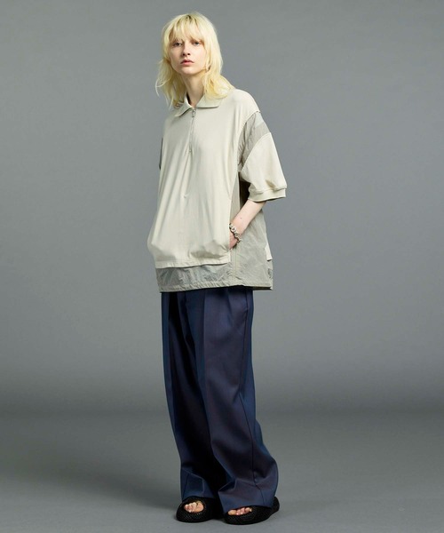 UNISEX》4 Colors Chambray Washable Wool Prime-Wide Two Tuck