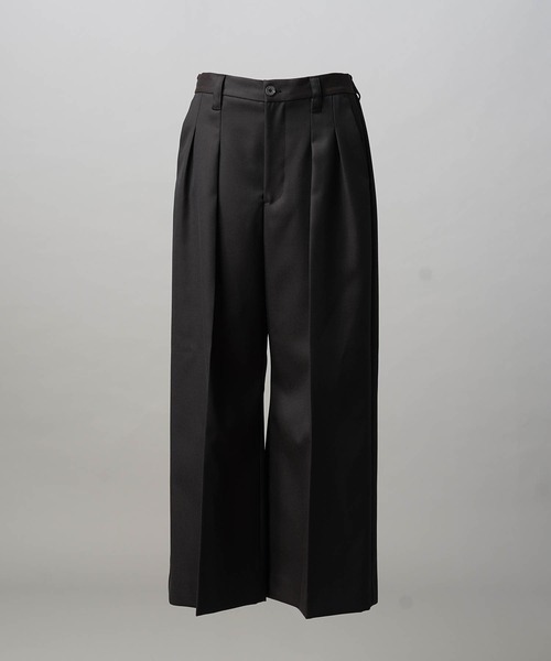 UNISEX》4 Colors Chambray Washable Wool Prime-Wide Two Tuck Wide