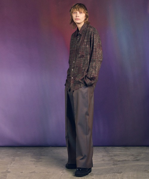 UNISEX》4 Colors Chambray Washable Wool Prime-Wide Two Tuck Wide