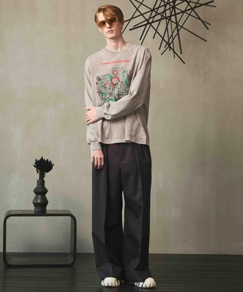 UNISEX》4 Colors Chambray Washable Wool Prime-Wide Two Tuck Wide