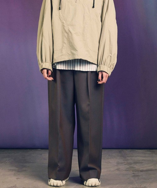 UNISEX》4 Colors Chambray Washable Wool Prime-Wide Two Tuck Wide