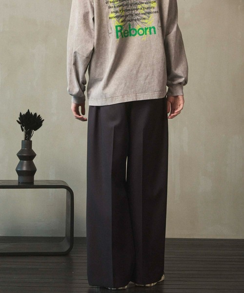 4色シャンブレーウールツータックワイド 4 Colors Chambray Washable Wool Prime-Wide Two Tucks Pants