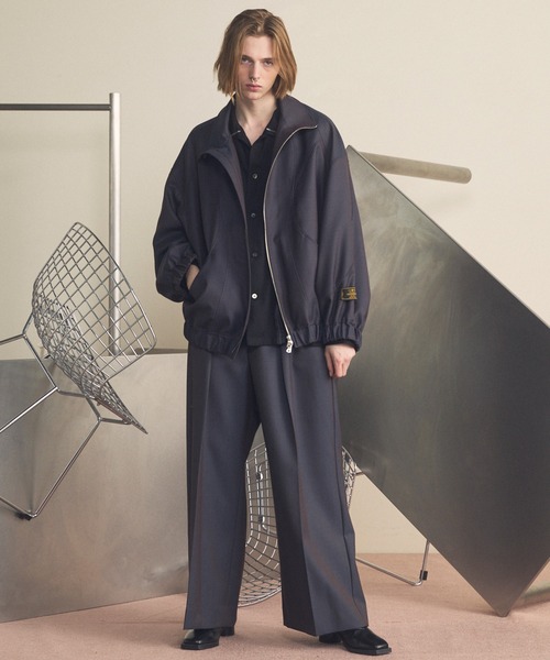 UNISEX》4 Colors Chambray Washable Wool Prime-Wide Two Tuck Wide