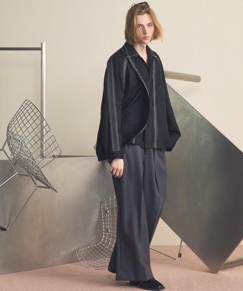 UNISEX》4 Colors Chambray Washable Wool Prime-Wide Two Tuck Wide