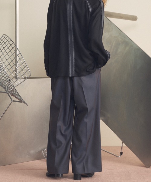 MAISON SPECIAL（メゾンスペシャル）の「《UNISEX》4 Colors Chambray Washable Wool Prime-Wide Two Tuck Wide Pants/4色シャンブレーウォッシャブルウールプライムワイドツータックワイドパンツ【MAISON SPECIAL/メゾンスペシャル】（スラックス・メンズ・チャコールグレー/ライトブルー/ブラック/グレー/ブルー/ダークブラック/サックスブルー・1/2/0）」の17枚目の写真