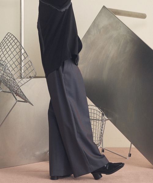 MAISON SPECIAL（メゾンスペシャル）の「《UNISEX》4 Colors Chambray Washable Wool Prime-Wide Two Tuck Wide Pants/4色シャンブレーウォッシャブルウールプライムワイドツータックワイドパンツ【MAISON SPECIAL/メゾンスペシャル】（スラックス・メンズ・チャコールグレー/ライトブルー/ブラック/グレー/ブルー/ダークブラック/サックスブルー・1/2/0）」の18枚目の写真