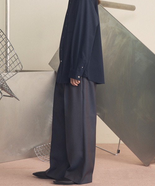MAISON SPECIAL（メゾンスペシャル）の「《UNISEX》4 Colors Chambray Washable Wool Prime-Wide Two Tuck Wide Pants/4色シャンブレーウォッシャブルウールプライムワイドツータックワイドパンツ【MAISON SPECIAL/メゾンスペシャル】（スラックス・メンズ・チャコールグレー/ライトブルー/ブラック/グレー/ブルー/ダークブラック/サックスブルー・1/2/0）」の21枚目の写真