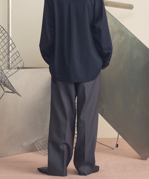 MAISON SPECIAL（メゾンスペシャル）の「《UNISEX》4 Colors Chambray Washable Wool Prime-Wide Two Tuck Wide Pants/4色シャンブレーウォッシャブルウールプライムワイドツータックワイドパンツ【MAISON SPECIAL/メゾンスペシャル】（スラックス・メンズ・チャコールグレー/ライトブルー/ブラック/グレー/ブルー/ダークブラック/サックスブルー・1/2/0）」の20枚目の写真