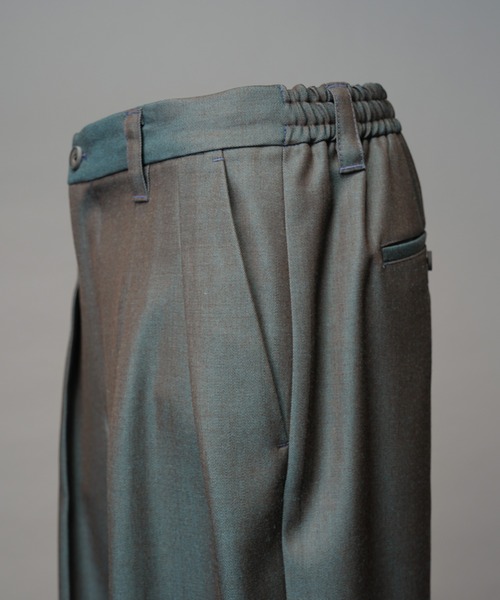 MAISON SPECIAL（メゾンスペシャル）の「《UNISEX》4 Colors Chambray Washable Wool Prime-Wide Two Tuck Wide Pants/4色シャンブレーウォッシャブルウールプライムワイドツータックワイドパンツ【MAISON SPECIAL/メゾンスペシャル】（スラックス・メンズ・チャコールグレー/ライトブルー/ブラック/グレー/ブルー/ダークブラック/サックスブルー・1/2/0）」の14枚目の写真