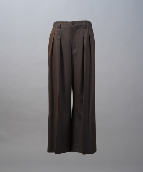 UNISEX》4 Colors Chambray Washable Wool Prime-Wide Two Tuck Wide