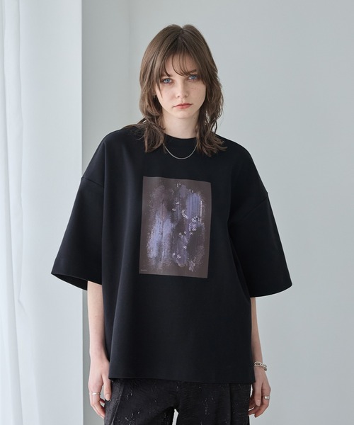 Spielio】Double face graphic print short sleeved T-shirt/ダブル