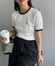 GYMPHLEX | [GYMPHLEX/ジムフレックス] ワンポイントロゴ刺繍 リンガーリブTシャツ(Tシャツ/カットソー)