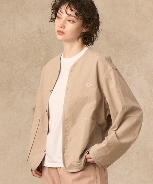 DANTON コットン カラーレスジャケット S オーガニック ベージュ DANTON（ダントン）の「WOMEN'S ORGANIC COTTON WASHER COLLARLESS
