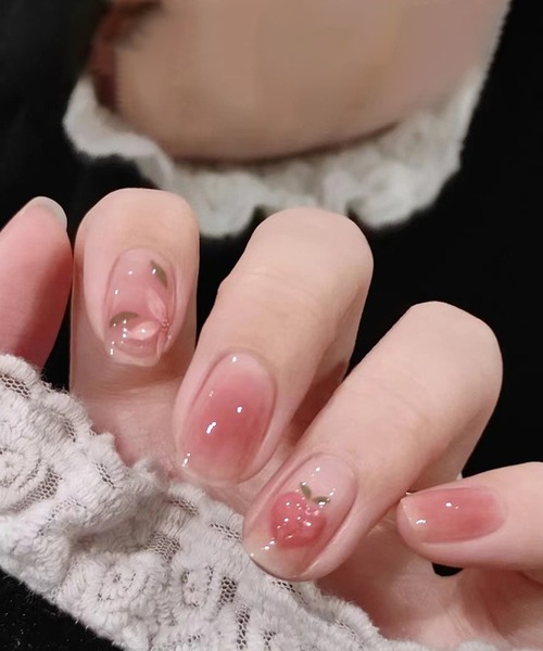 血色カラー バラエティ スクエア ネイルチップ セット（ネイルシール