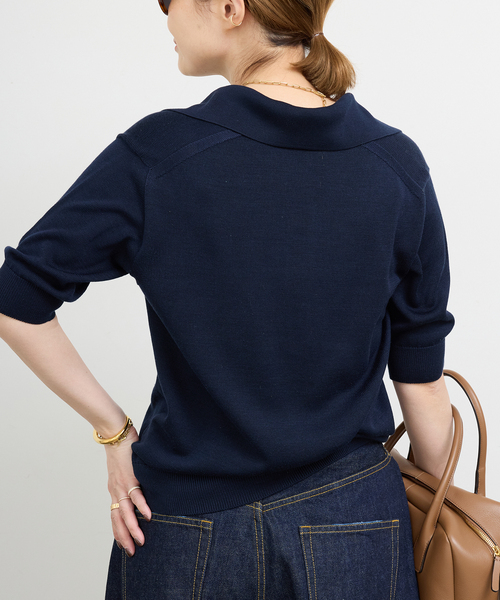 Deuxieme Classe(ドゥーズィエムクラス)の「SOIE POLOSHIRT(ニット/セーター・レディース・ネイビー・FREE)」の2枚目の写真