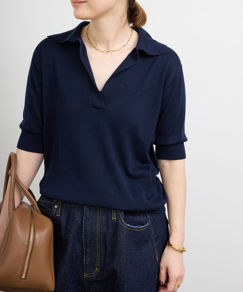 Deuxieme Classe(ドゥーズィエムクラス)の「SOIE POLOSHIRT(ニット/セーター・レディース・ネイビー・FREE)」の16枚目の写真