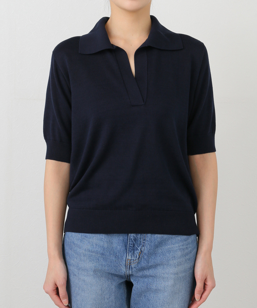 Deuxieme Classe(ドゥーズィエムクラス)の「SOIE POLOSHIRT(ニット/セーター・レディース・ネイビー・FREE)」の12枚目の写真