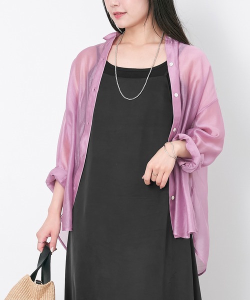 MICA&DEAL（マイカ＆ディール）の「【新色追加】シアーシャツ（シャツ/ブラウス・レディース・ベージュ/ピンク/ライトグレー/アイボリー/ブルーグレー・FREE）」の5枚目の写真