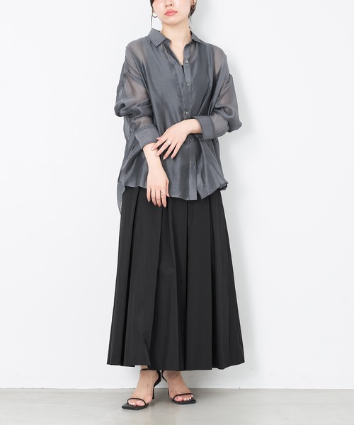MICA&DEAL（マイカ＆ディール）の「【新色追加】シアーシャツ（シャツ/ブラウス・レディース・ベージュ/ピンク/ライトグレー/アイボリー/ブルーグレー・FREE）」の21枚目の写真