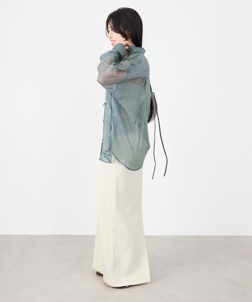 MICA&DEAL（マイカ＆ディール）の「【新色追加】シアーシャツ（シャツ/ブラウス・レディース・ベージュ/ピンク/ライトグレー/アイボリー/ブルーグレー・FREE）」の14枚目の写真