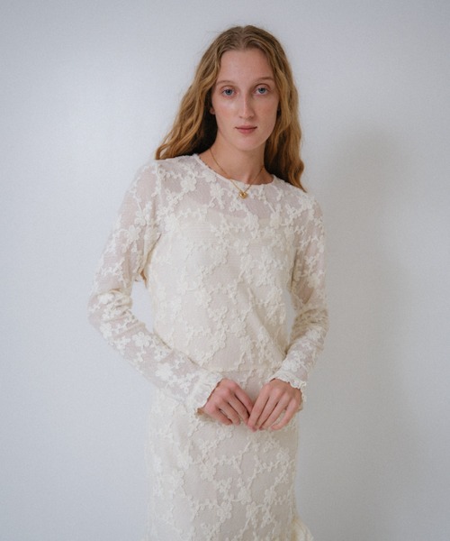 HONEY MI HONEY(ハニーミーハニー)の「molle embroidery lace long one-piece(ワンピース・レディース・オフホワイト/ピンク/ブラック・FREE)」の4枚目の写真