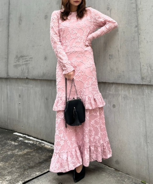 HONEY MI HONEY(ハニーミーハニー)の「molle embroidery lace long one-piece(ワンピース・レディース・オフホワイト/ピンク/ブラック・FREE)」の9枚目の写真