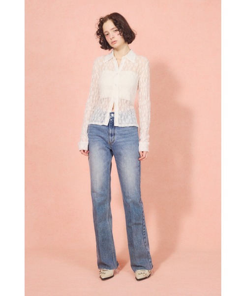 SLY(スライ)の「【WEB限定】J/W SEMI FLARE PT ジャストウエスト セミフレア デニムパンツ(デニムパンツ・レディース・ブルー/ライトブルー・0/1/2)」の13枚目の写真