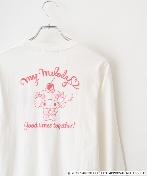 sanrio(サンリオ)の「サンリオキャラクターズ 天竺長袖Tシャツ(Tシャツ/カットソー・メンズ・レッド/ローズ/ネイビー/オフホワイト/ブラック/ホワイト系その他/ホワイト/ピンクベージュ/チャコール/ライトパープル/オートミール/ブラック系・LL/M/L)」の3枚目の写真